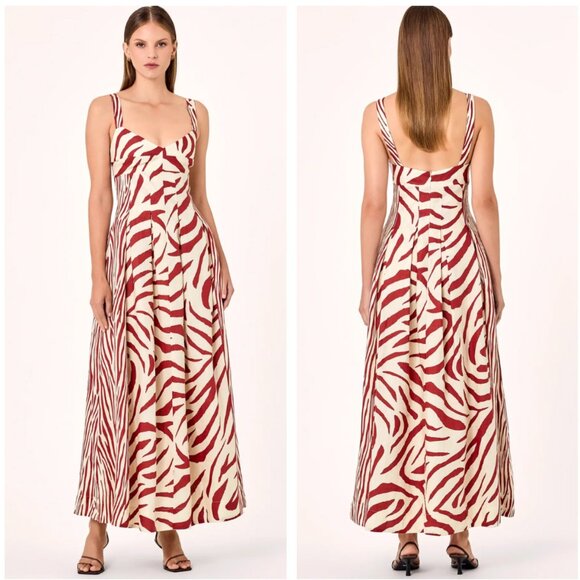 NICHOLAS Dresses & Skirts - NWT NICHOLAS Selene Linen Maxi Dress Sz4/6 Brick Toledo Print